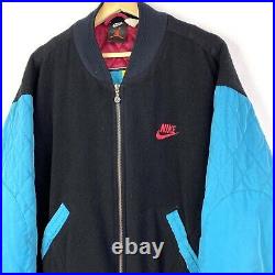 VTG Nike Air Jordan Wool Bomber Varsity Quilted Jacket 1990s 90s Swoosh Size XL