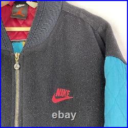 VTG Nike Air Jordan Wool Bomber Varsity Quilted Jacket 1990s 90s Swoosh Size XL