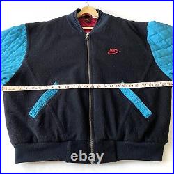 VTG Nike Air Jordan Wool Bomber Varsity Quilted Jacket 1990s 90s Swoosh Size XL