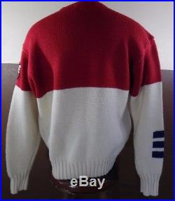 VTG Ralph Lauren Polo Sweater Red/White/Blue Polo Suicide Ski Patch Wool XL
