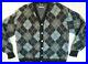 VTG Sears Mohair Cardigan Sweater Grunge Fuzzy Cobain Black Blue Mens Size L