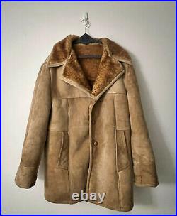 VTG Sherling Sherpa Lined Suede Coat Made IN The USA Size 40 Mans Jacket