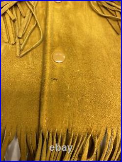 VTG Suede Leather Jacket Fringed Hippie Mens Size 42 See Description