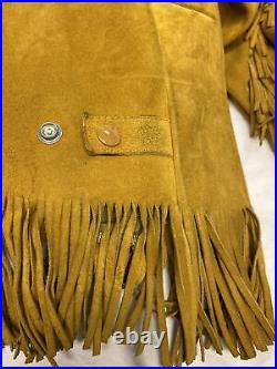 VTG Suede Leather Jacket Fringed Hippie Mens Size 42 See Description