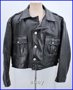 VTG Taylor's Men's Black Motorcycle Cop Leather Jacket Sz 46 XL Police Biker