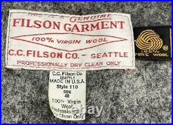 VTG USA C. C. Filson Gray Pure Virgin Wool Mackinaw Cruiser Jacket Mens Sz 40