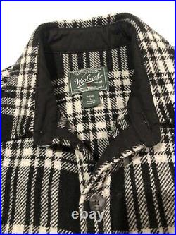 VTG Woolrich Men's Heavy Wool Black White Plaid Flannel Stag Shirt Jacket L