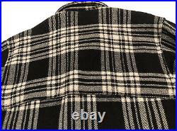VTG Woolrich Men's Heavy Wool Black White Plaid Flannel Stag Shirt Jacket L