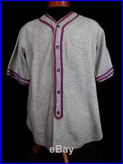 Very Rare Collectible Vintage Grey 1940’s Wool Baseball Jersey Size Large