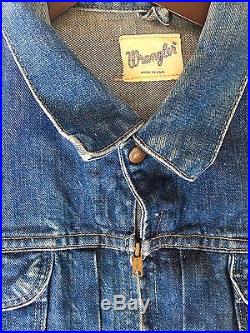 Very Rare Vintage 1960s Zip-Thru Wrangler 24MJZ Denim Jacket Size 40