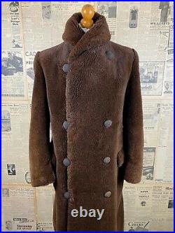 Vintage 1920's 1930's Alpaca mens teddy bear motoring coat overcoat size 38 long