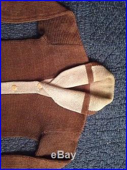 Vintage 1920s 1930s Shawl Collar Wool Varsity Sweater Two Tone Cardigan