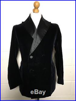 Vintage 1920s Silk Velvet Harrods Smoking Jacket Size 38 40