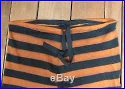 Vintage 1920s Wool Swimsuit Orange/Blk Stripes Antique Bathing Suit Shirt Shorts