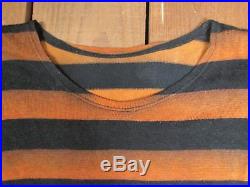 Vintage 1920s Wool Swimsuit Orange/Blk Stripes Antique Bathing Suit Shirt Shorts