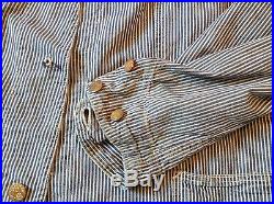 Vintage 1930 1940 Denim Chore Jacket Sweet Orr Workwear Hickory Stripe Railroad
