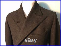 Vintage 1930's 1940's bespoke overcoat charcoal grey overcoat size 38
