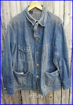 Vintage 1930’s Chinstrap OshKosh Denim Chore Jacket Large Workwear ...