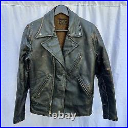 Vintage 1930s Leather Horsehide Motorcycle Jacket Quality Talon
