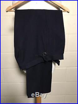 Vintage 1930s Navy Blue Double Breasted Suit Size 38