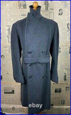 Vintage 1940's 1950's Aquascutum grey double breasted belted overcoat size 44