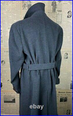 Vintage 1940's 1950's Aquascutum grey double breasted belted overcoat size 44