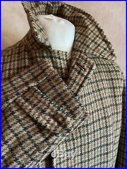 Vintage 1940's Harris tweed single breasted country wool overcoat coat size 38