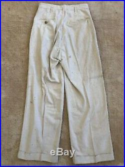 Vintage 1940s 50s Ensenada Suit Two Piece Linen Short Sleeves Wood Button Summer