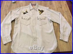 Vintage 1940s 50s Tem Tex Embroidered Rayon Western Shirt Ultra Rare