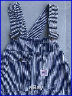 Vintage 1940s Big Mac Penneys Overalls Railroad Stripe Hickory S M Workwear 30s
