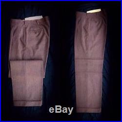 Vintage 1940s Mens 6x4 2Pc Charcoal Brown Lavender Wool Suit Sz 42