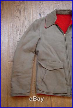 Vintage 1940s Reversable Gab and Melton Wool Half Belt Jacket with Talon Zip