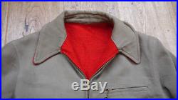 Vintage 1940s Reversable Gab and Melton Wool Half Belt Jacket with Talon Zip