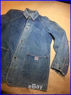 Vintage 1940s Two Pocket Denim Work Jacket By Pay Day M