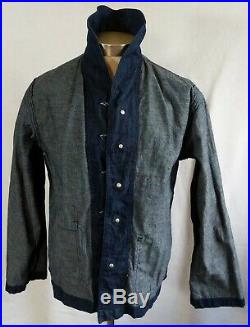 Vintage 1940s WWII USN Navy Shawl Collar Denim Jacket Levis Suspender Buttons 40
