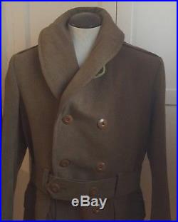 Vintage 1942 US WW2 Army Officers Reefer Coat Shawl Collar Sz 38 RARE HTF