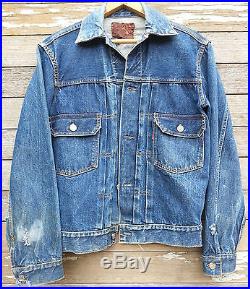 Vintage 1950’s Big E Levi’s Levis Pleated 507XX Type 2 II Denim Jacket Selvedge