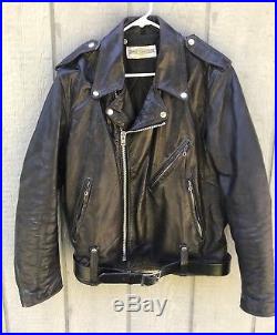 Vintage 1950's HARLEY-DAVIDSON Black Horsehide Leather Motorcycle Jacket 44