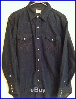 Vintage 1950’s Sanforized WRANGLER Denim Shirt Size 16 1/2-33 Beautiful