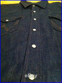 Vintage 1950's Sanforized WRANGLER Denim Shirt Size 16 1/2-33 Beautiful