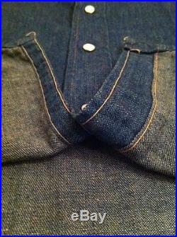 Vintage 1950's Sanforized WRANGLER Denim Shirt Size 16 1/2-33 Beautiful