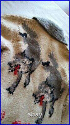 Vintage 1950's Wolf Cowichan Sweater Wool 100% S Size From US Rare
