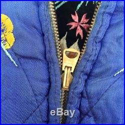 Vintage 1950s 60s Japan souvenir tour jacket velvet satin embroidered as is Lrg