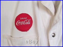 Vintage 1950s Coca Cola White Herringbone Twill Work Coveralls Patch Uniform Lee