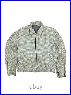 Vintage 1950s Jacket Gab Gabardine Ricky Jacket Gray Checkered Reversible 50s