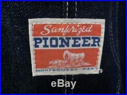 Vintage 1950s Montgomery Ward Pioneer Denim Railroad Chore Jacket Size L/XL