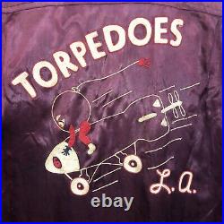 Vintage 1950s Torpedoes Rocket Bomb Club Embroidery Rockabilly Shirt M
