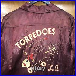 Vintage 1950s Torpedoes Rocket Bomb Club Embroidery Rockabilly Shirt M