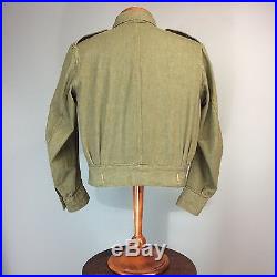 Vintage 1955 50s Denim Overall Battle Dress Blouse British Army Green Jacket Vtg