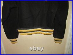 Vintage 1960s Black Yellow Large Wool Varsity Baseball Letterman Jacket 42